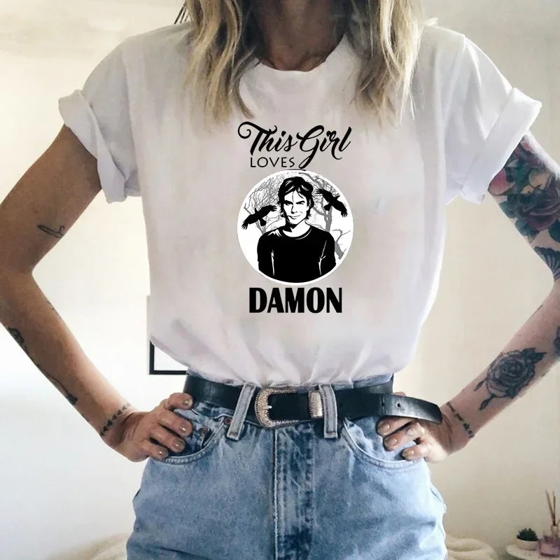 Casual O-neck Ladies Tees Top Shirt