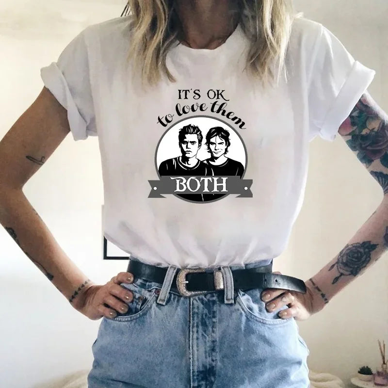 Casual O-neck Ladies Tees Top Shirt