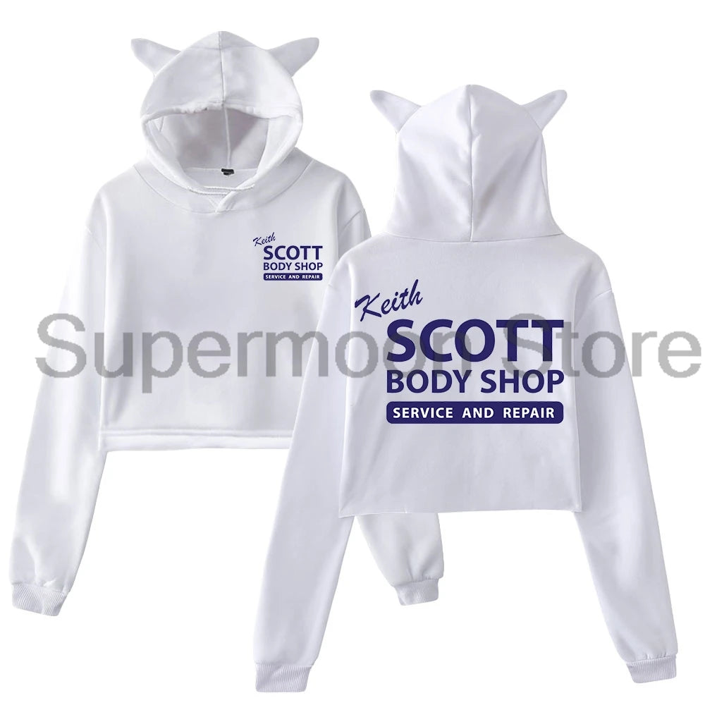 Cat Ears Hooded Sweatshirts Long Sleeve Crop Top Women's Clothes