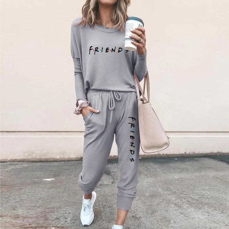 Long Sleeved Tracksuit Jogging Sets Tops Pants Ladies Casual Hoodies and Sport Trousers