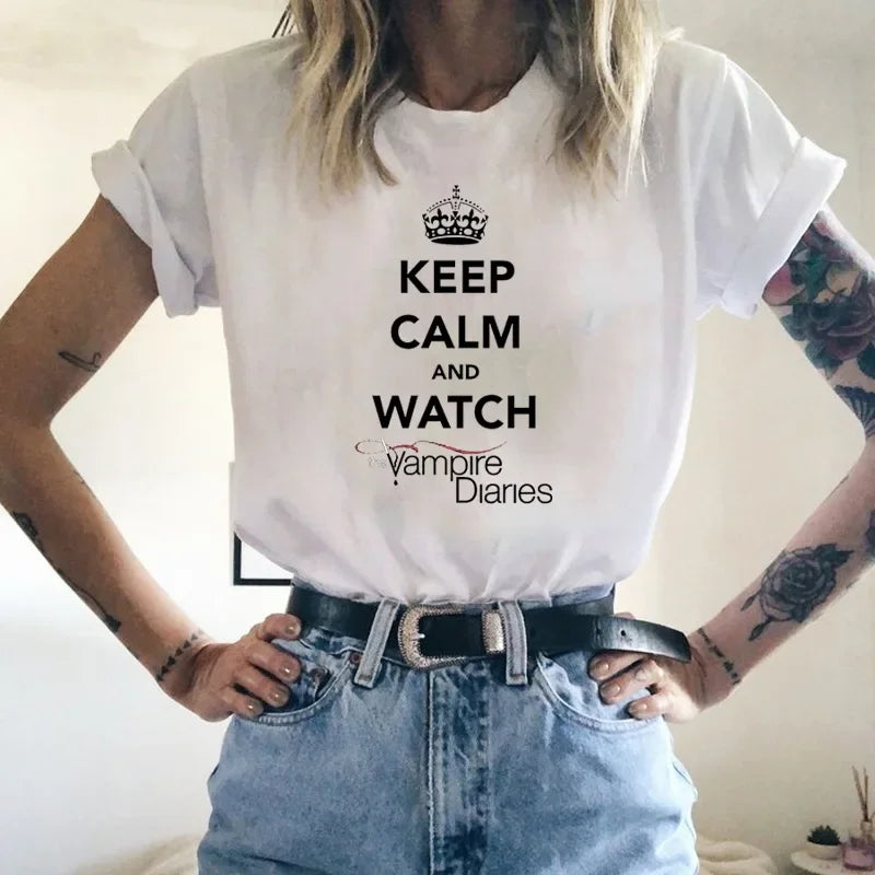 Casual O-neck Ladies Tees Top Shirt