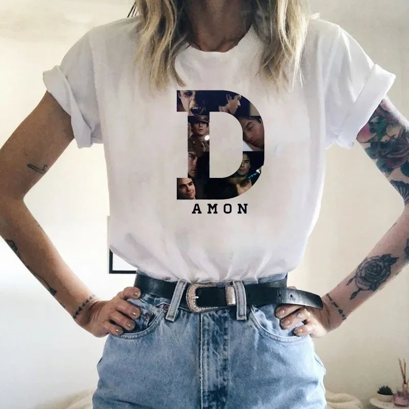 Casual O-neck Ladies Tees Top Shirt