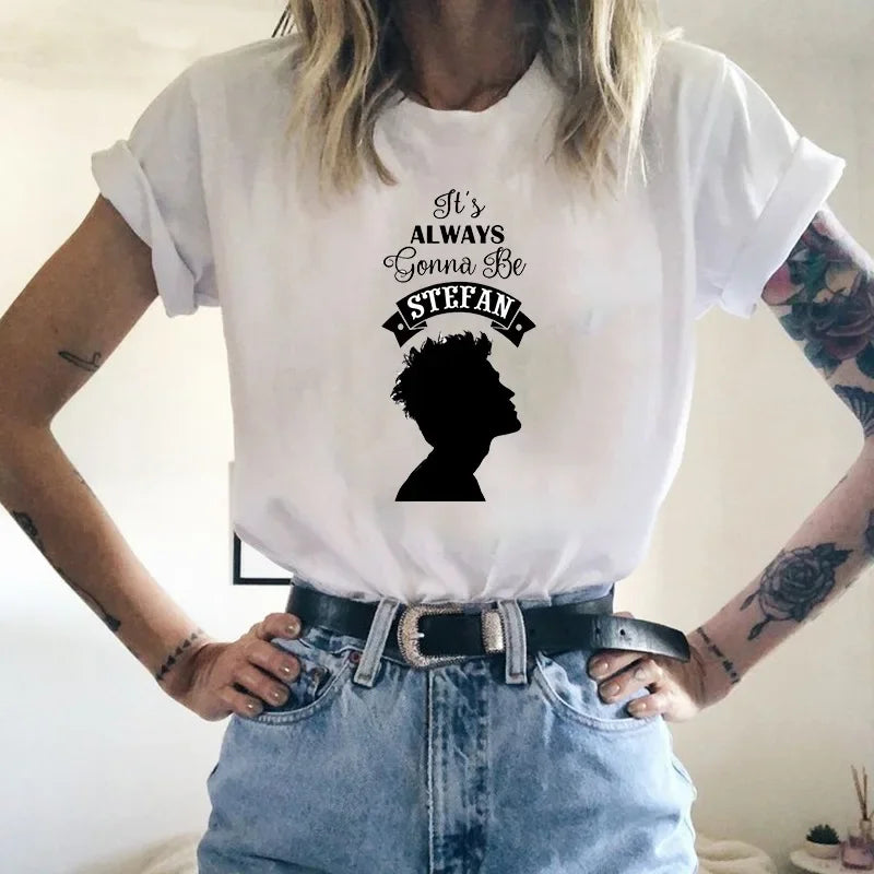 Casual O-neck Ladies Tees Top Shirt