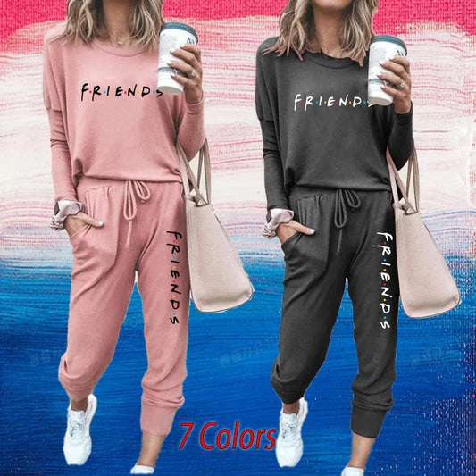 Long Sleeved Tracksuit Jogging Sets Tops Pants Ladies Casual Hoodies and Sport Trousers