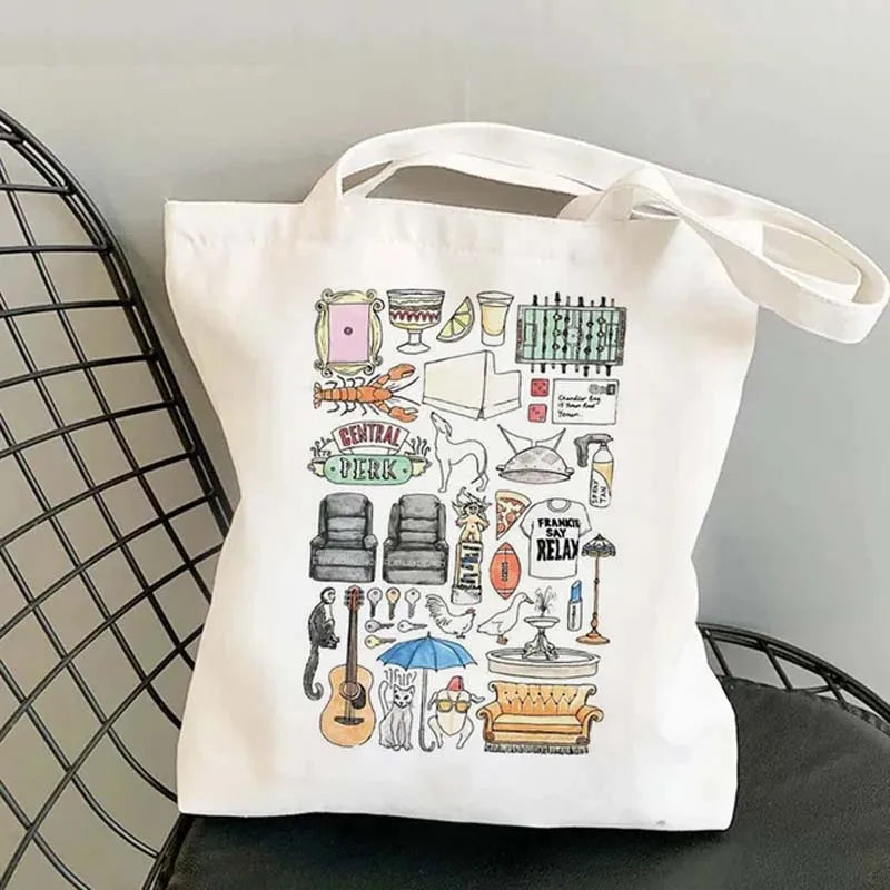 Shopping Bag Handbag Reusable Shopper Commuter Canvas One Shoulder