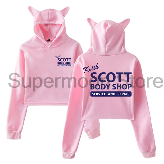 Cat Ears Hooded Sweatshirts Long Sleeve Crop Top Women's Clothes