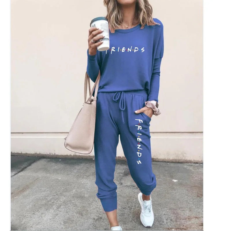 Long Sleeved Tracksuit Jogging Sets Tops Pants Ladies Casual Hoodies and Sport Trousers