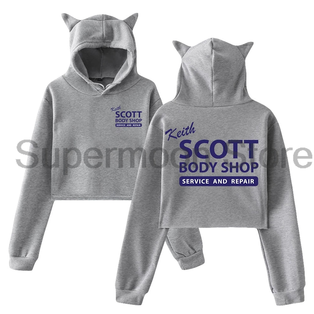Cat Ears Hooded Sweatshirts Long Sleeve Crop Top Women's Clothes