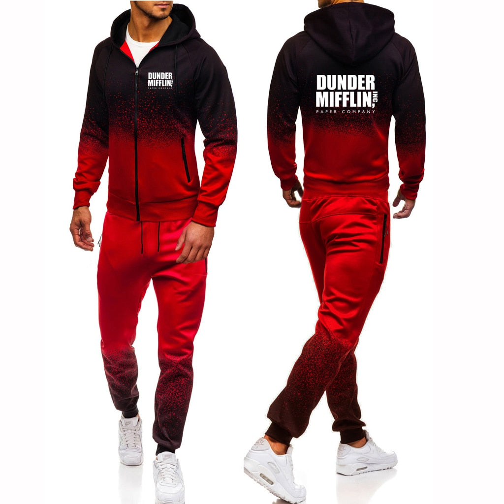 New Gradient Tracksuit Suit Casual High Quality  Hoodie Pants 2Pcs Suit