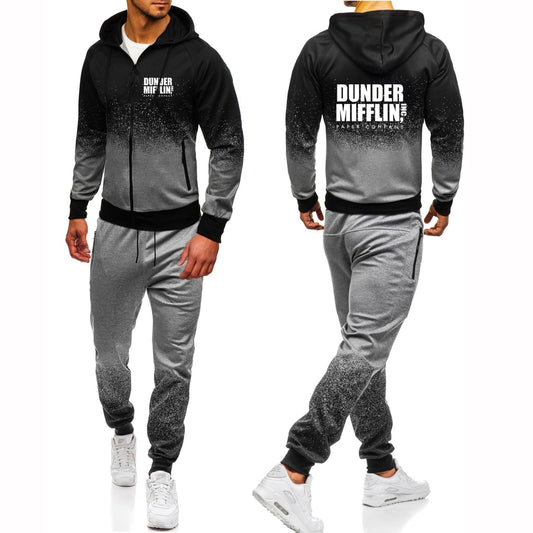 New Gradient Tracksuit Suit Casual High Quality  Hoodie Pants 2Pcs Suit