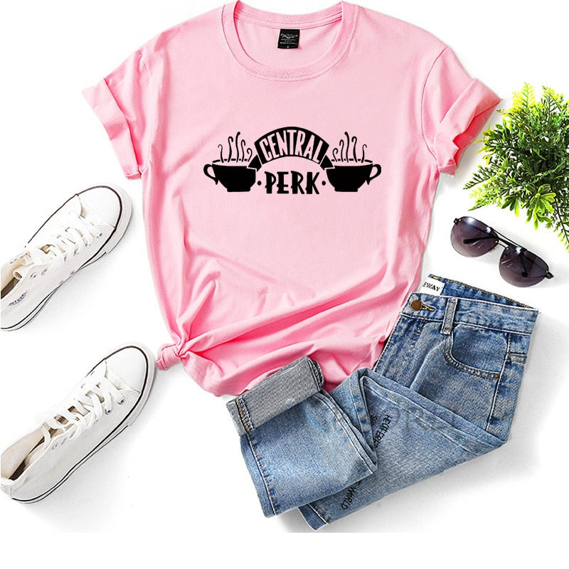 Central Perk Women Cotton Short Sleeve Graphic Tee Shirt