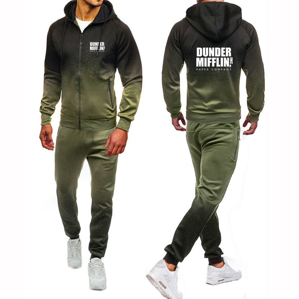 New Gradient Tracksuit Suit Casual High Quality  Hoodie Pants 2Pcs Suit