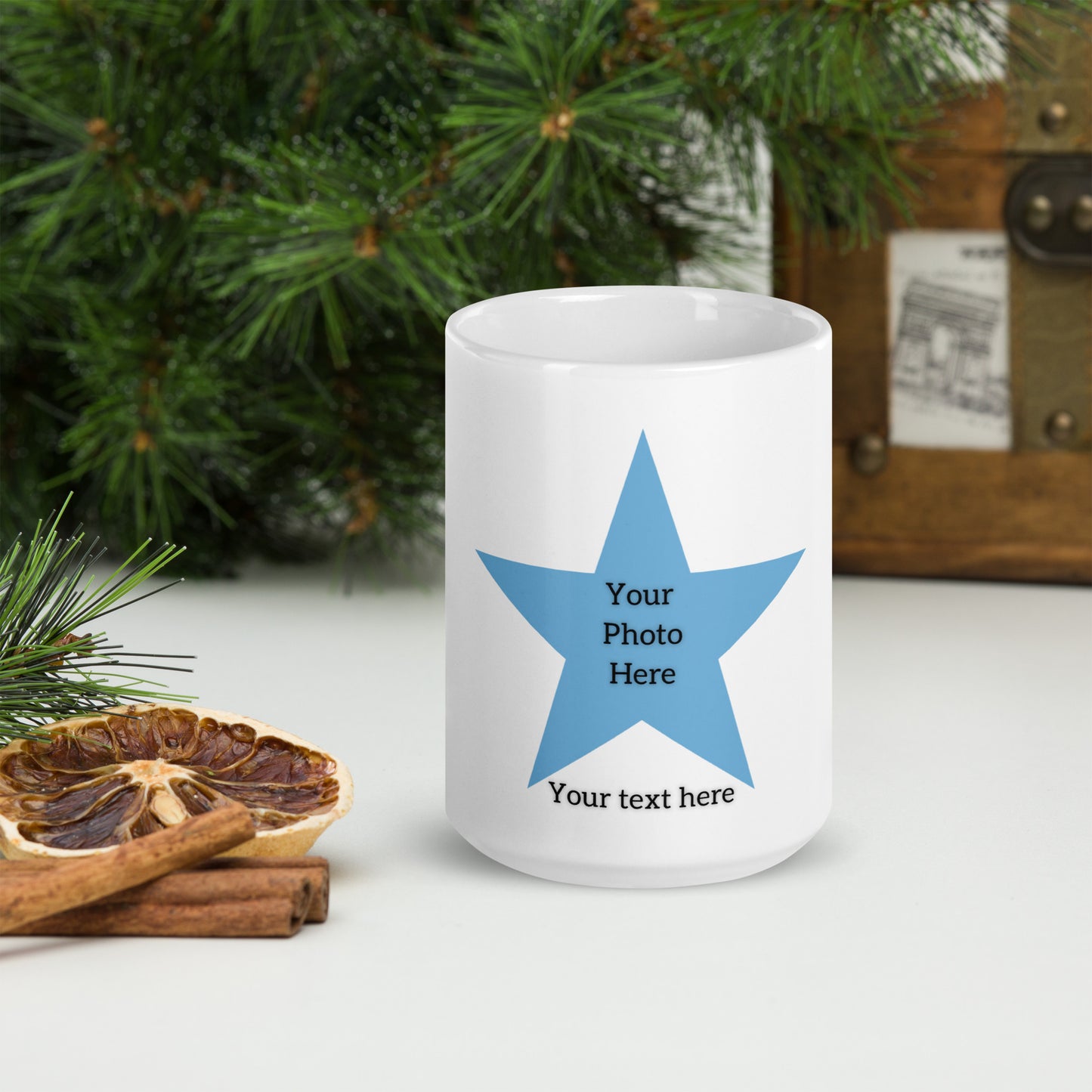 Customizable blue Star mug